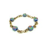 Vintage 1930's Blue Wedding Cake Rolled Gold Bracelet
