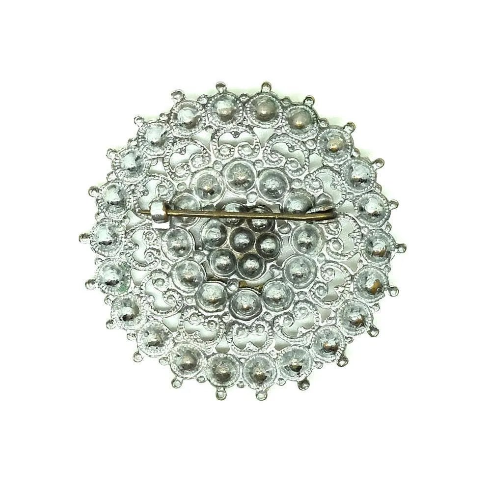 Broche redondo de diamantes vintage de los años 30, view 2