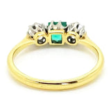 Vintage 1930s Emerald Diamond 18ct Gold Platinum Ring