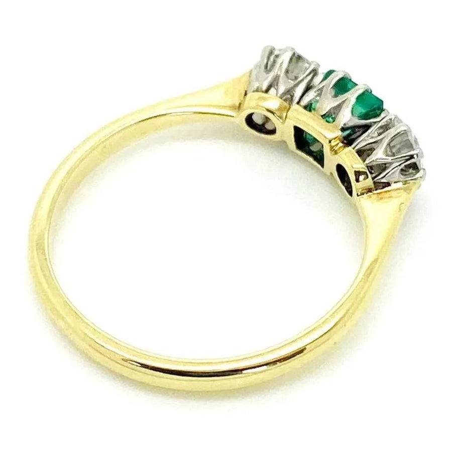 Vintage 1930s Emerald Diamond 18ct Gold Platinum Ring