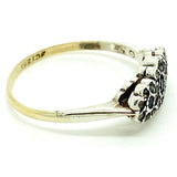 Vintage 1930s Flower Paste 9ct Gold Ring