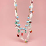 Vintage 1930s Flower & White Blue Beaded Necklace Set