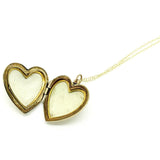 Vintage 1930s Forget - Me - Not 9ct Gold Heart Locket Necklace