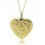 Vintage 1930s Forget - Me - Not 9ct Gold Heart Locket Necklace