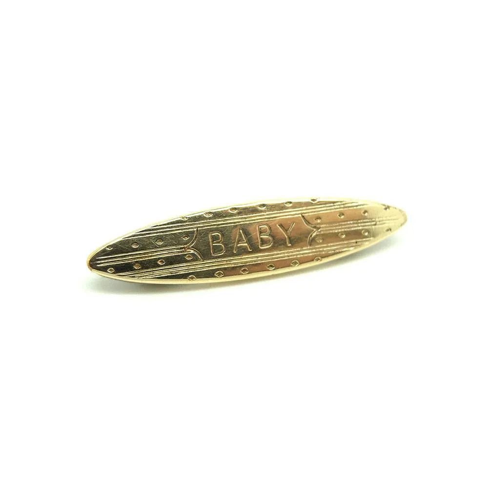 Broche con nombre 'Baby' dorado vintage de los años 30, view 4