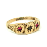 Vintage 1930s Gold Shell Red Stone Ring