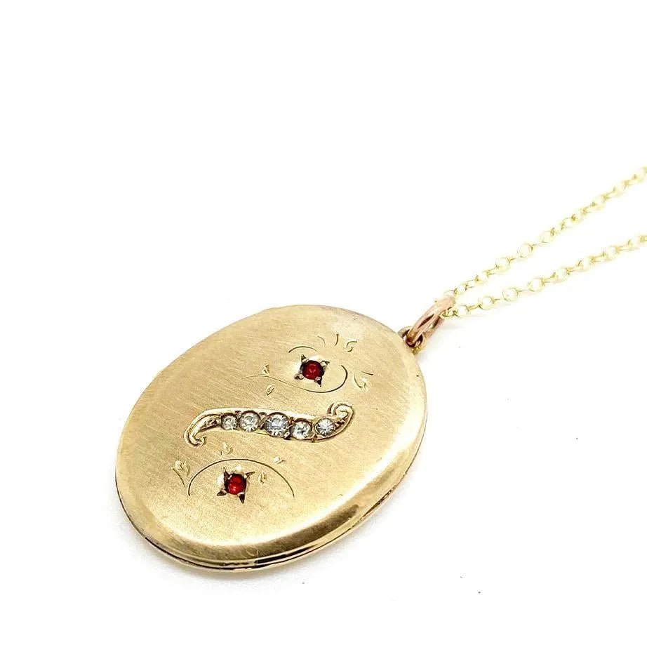 Vintage 1930s Oval Paste 9ct Gold Locket, view 2