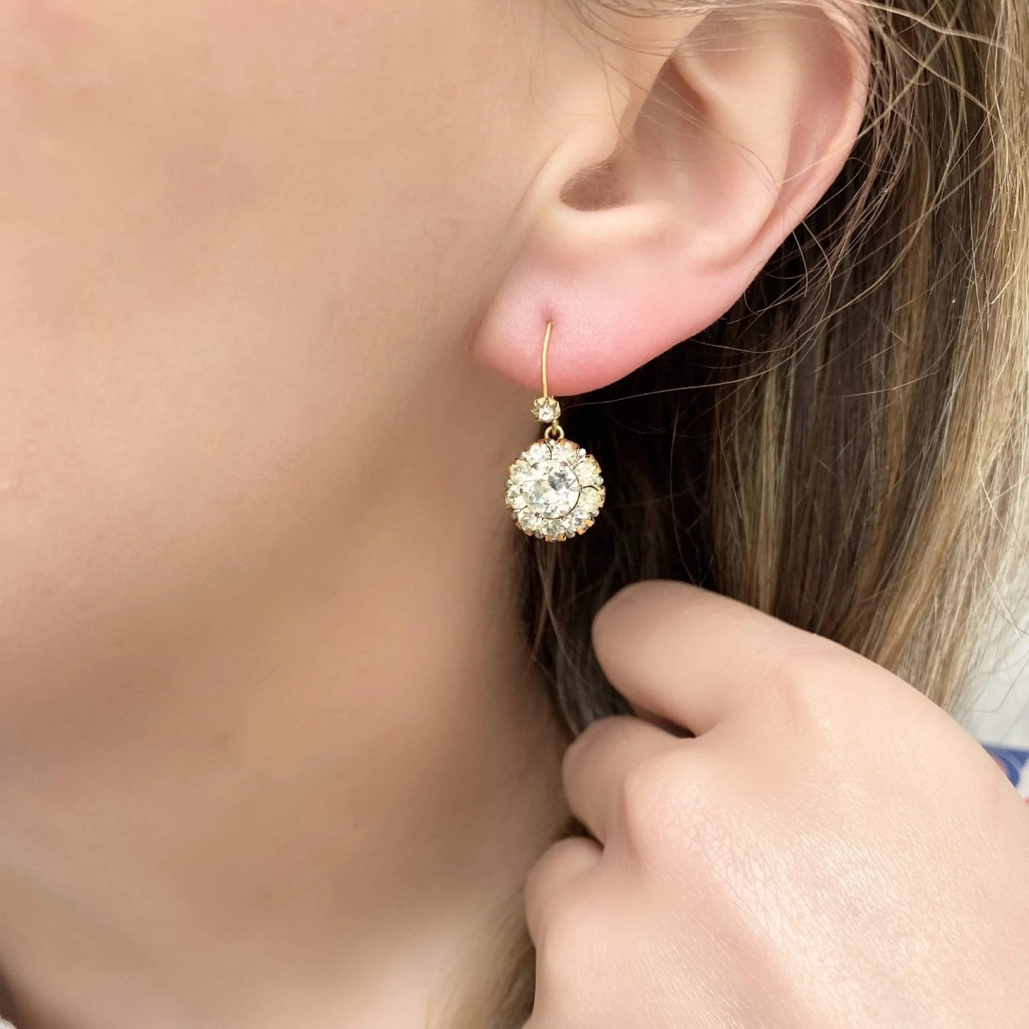 Vintage 1930s Paste Drop Earrings, view 2