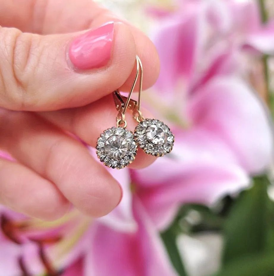 Vintage 1930s Paste Gold Drop Earrings, view 5
