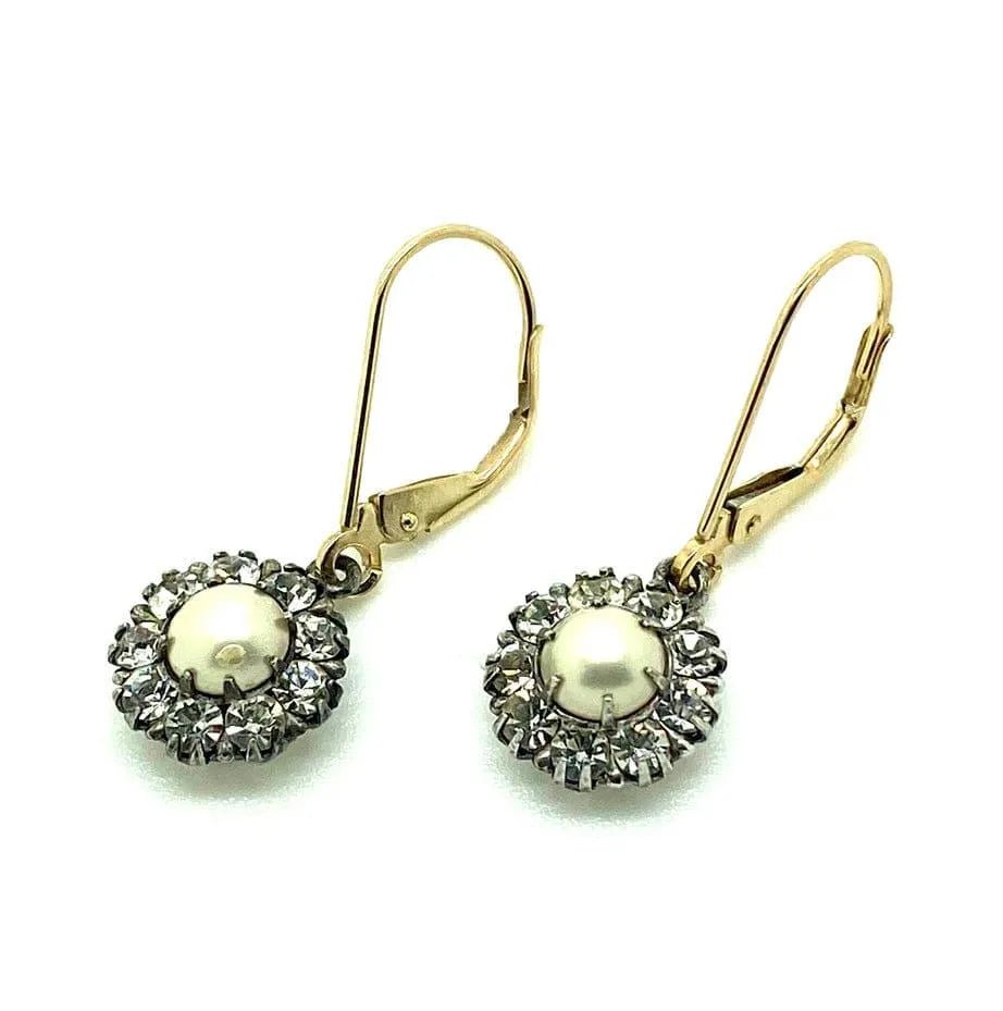 Vintage 1930s Paste Gold Drop Earrings, view 6