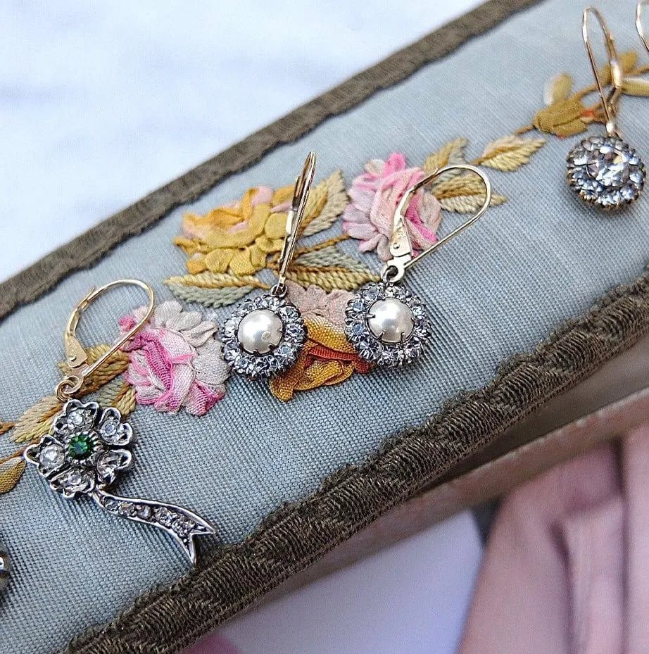 Vintage 1930s Paste Gold Drop Earrings, view 5