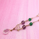 Vintage 1930s Purple Glass Rolled Gold Necklace