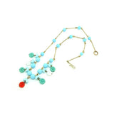 Vintage 1930s Rolled Gold Blue Beaded Necklace