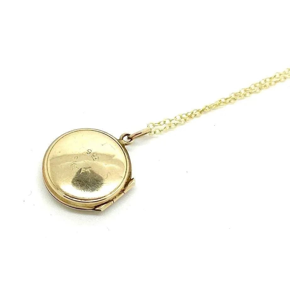 Vintage 1930s Round 9ct Gold Locket Necklace, view 3