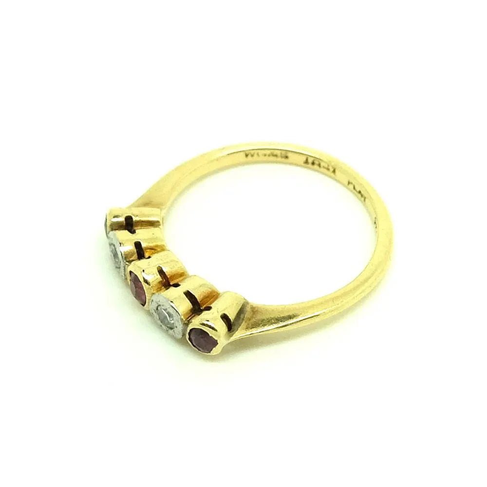 Vintage 1930s Ruby & Diamond 18ct Gold & Platinum Ring, view 5