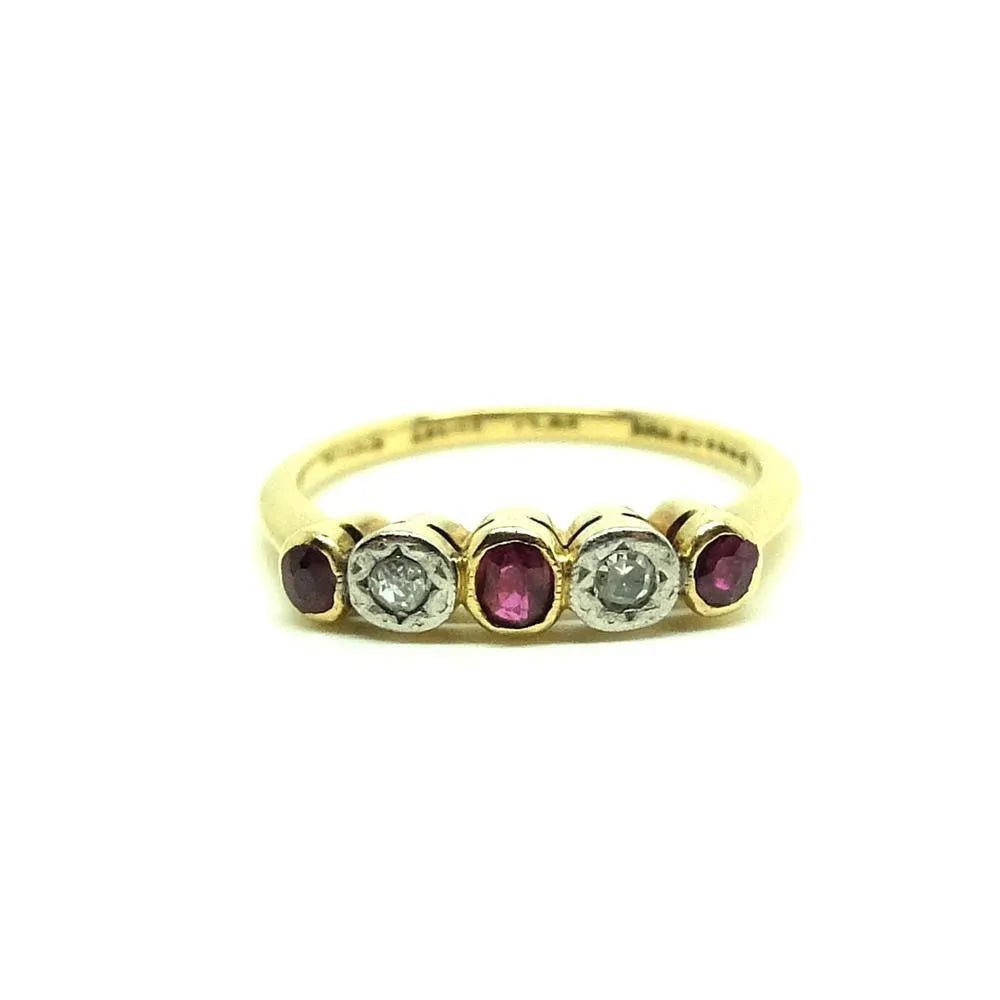Vintage 1930s Ruby & Diamond 18ct Gold & Platinum Ring, view 6