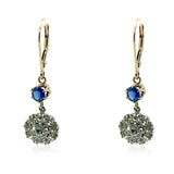 Vintage 1930s Sapphire Paste Gold Drop Earrings