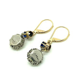 Vintage 1930s Sapphire Paste Gold Drop Earrings