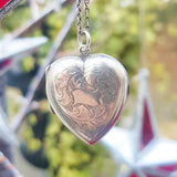 Vintage 1930s Sterling Silver Heart Locket Necklace