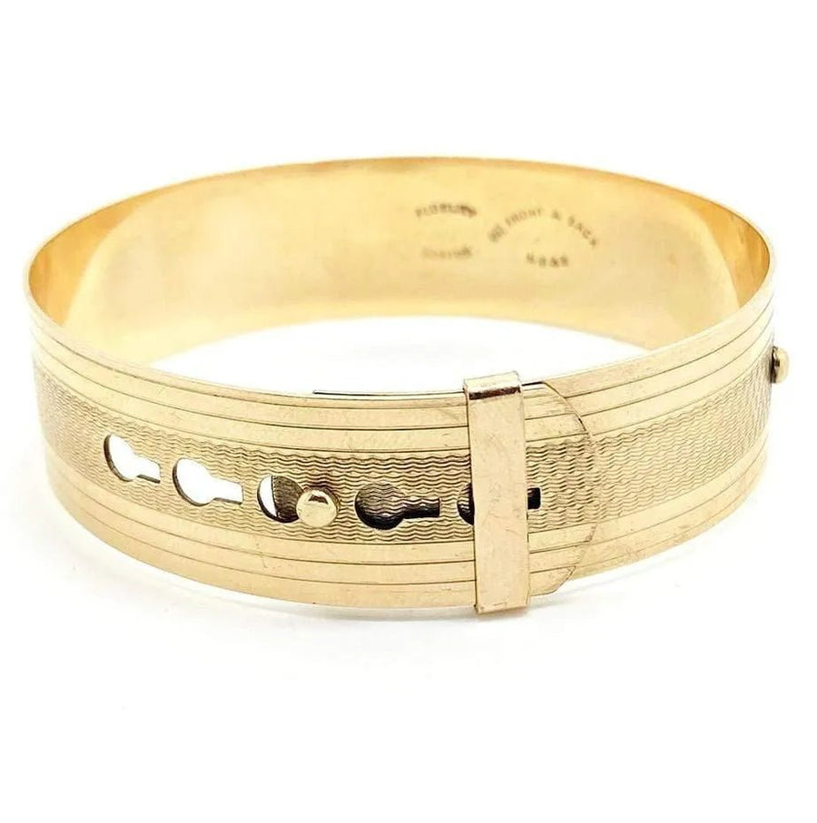 Vintage 1940s 9ct Rolled Gold Buckle Bangle Bracelet