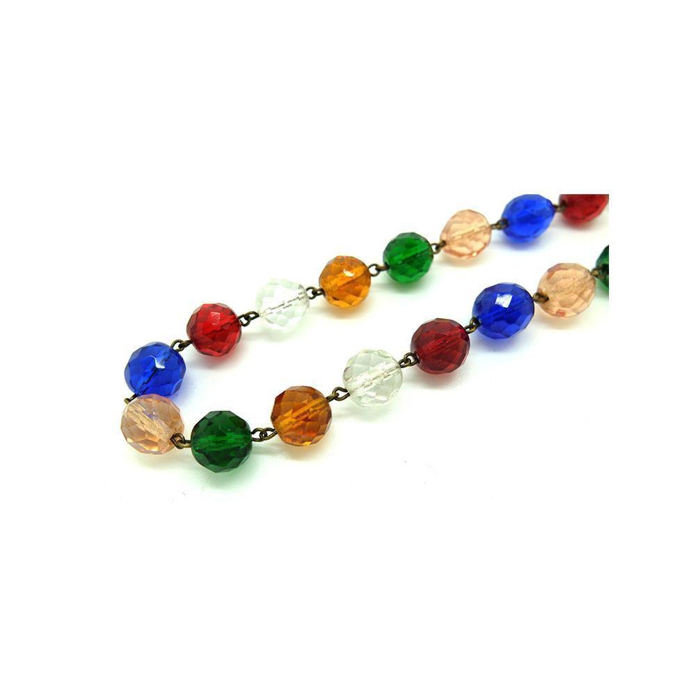 Vintage 1940s Multicoloured Beaded Glass Necklace, view 3