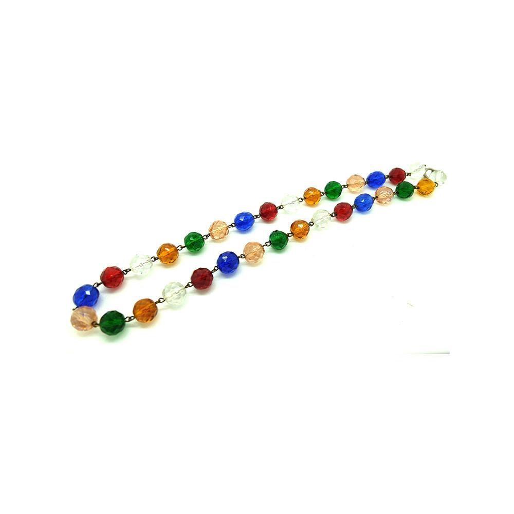 Vintage 1940s Multicoloured Beaded Glass Necklace, view 4