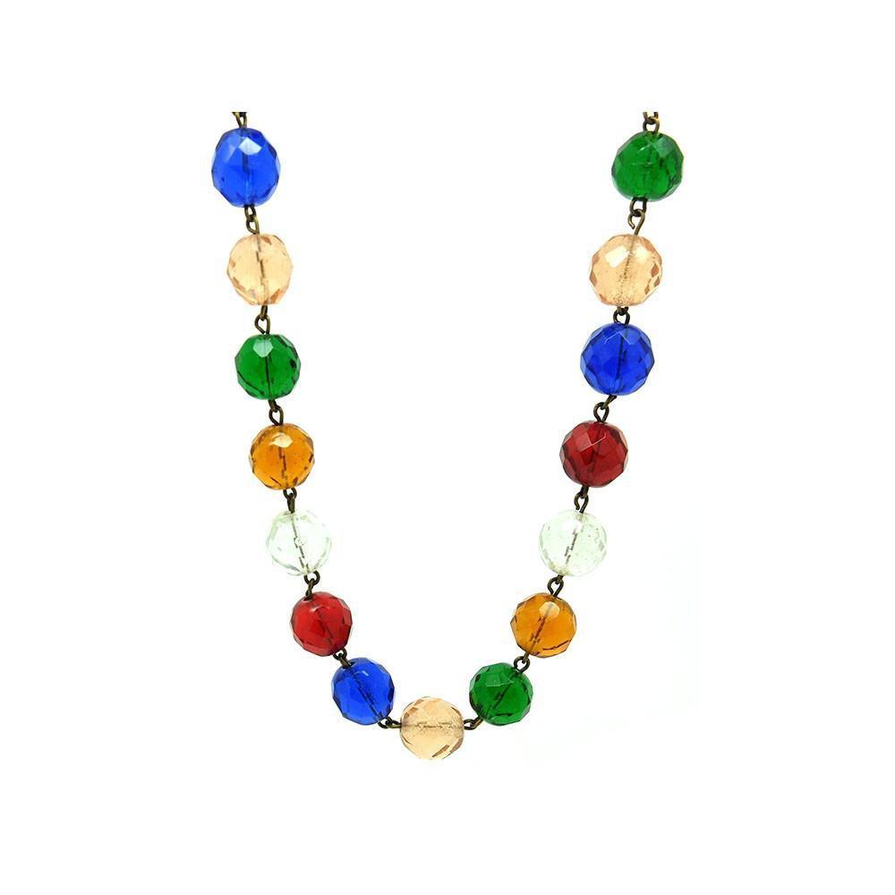 Vintage 1940s Multicoloured Beaded Glass Necklace