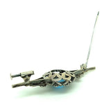Vintage 1940s Paste Turquoise Silver Bar Brooch