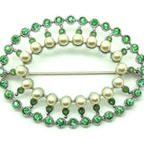 Vintage 1940s Peridot & Pearl Brooch