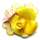 Vintage 1940s Pink and Yellow Flower Brooch