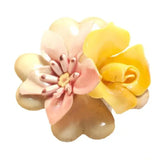 Vintage 1940s Pink and Yellow Flower Brooch