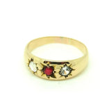 Vintage 1940s Ruby & Diamond Paste Stone 9ct Rose Gold Ring