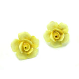 Vintage 1940s Yellow Porcelain Flower Pieced Earrings