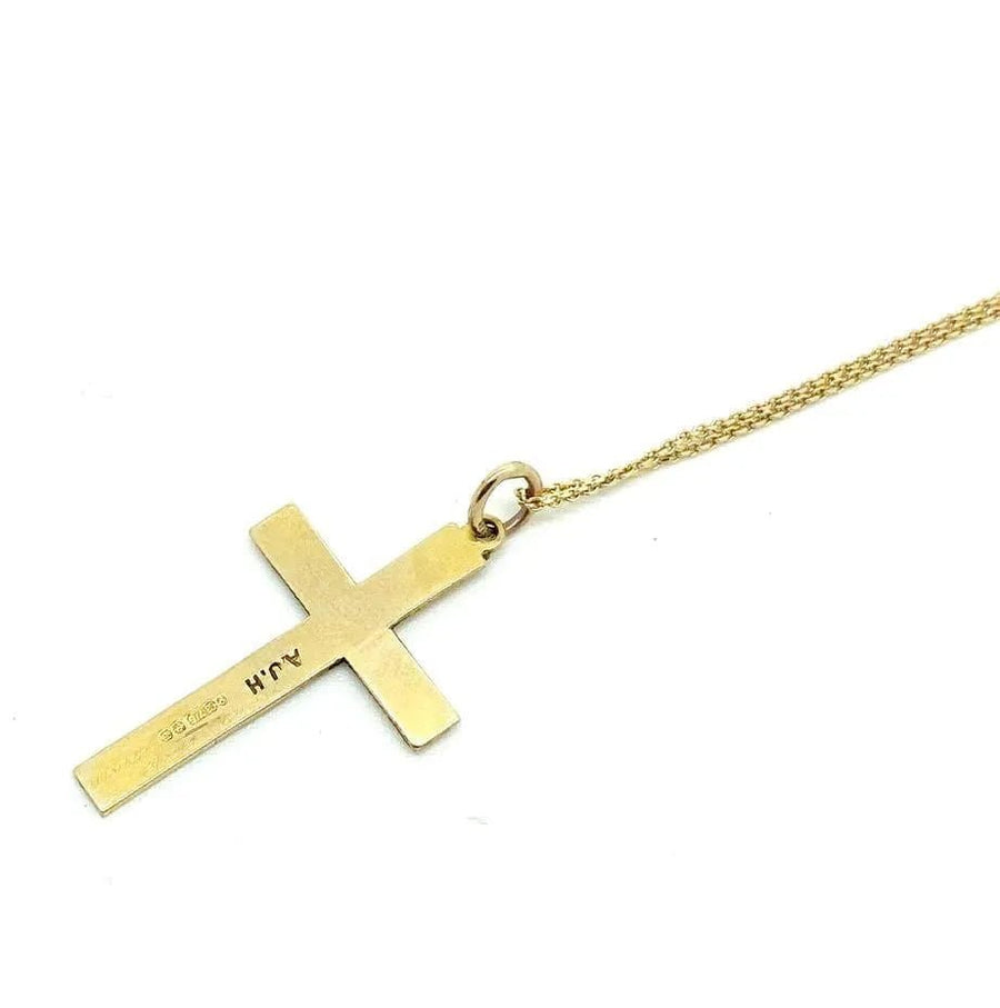 Vintage 1950s 9ct Gold Christian Cross Necklace