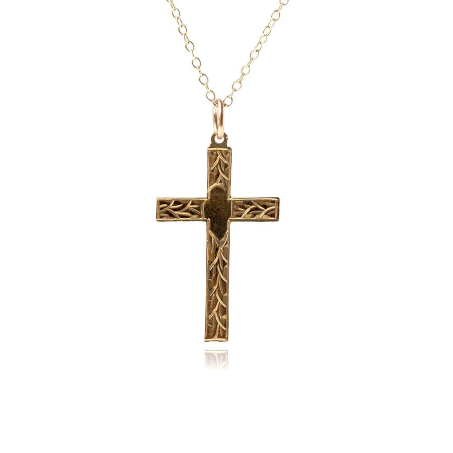 Vintage 1950s 9ct Gold Christian Cross Necklace