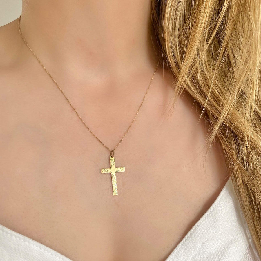 Vintage 1950s 9ct Gold Christian Cross Necklace