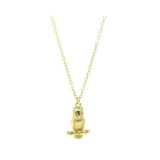 Vintage 1950s 9ct Yellow Gold Owl Charm Necklace