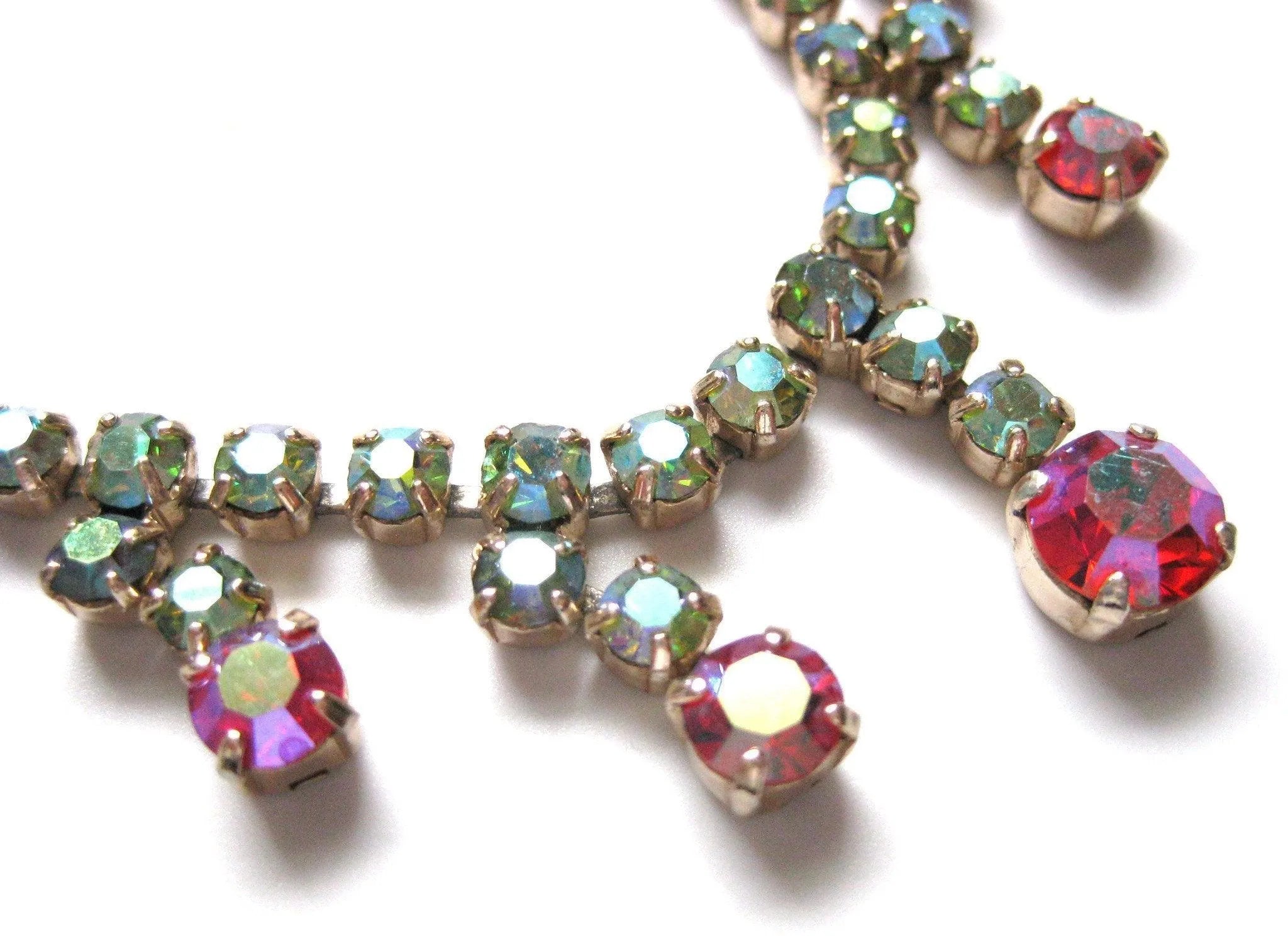Vintage 1950s Aurora Borealis Drop Necklace, view 4