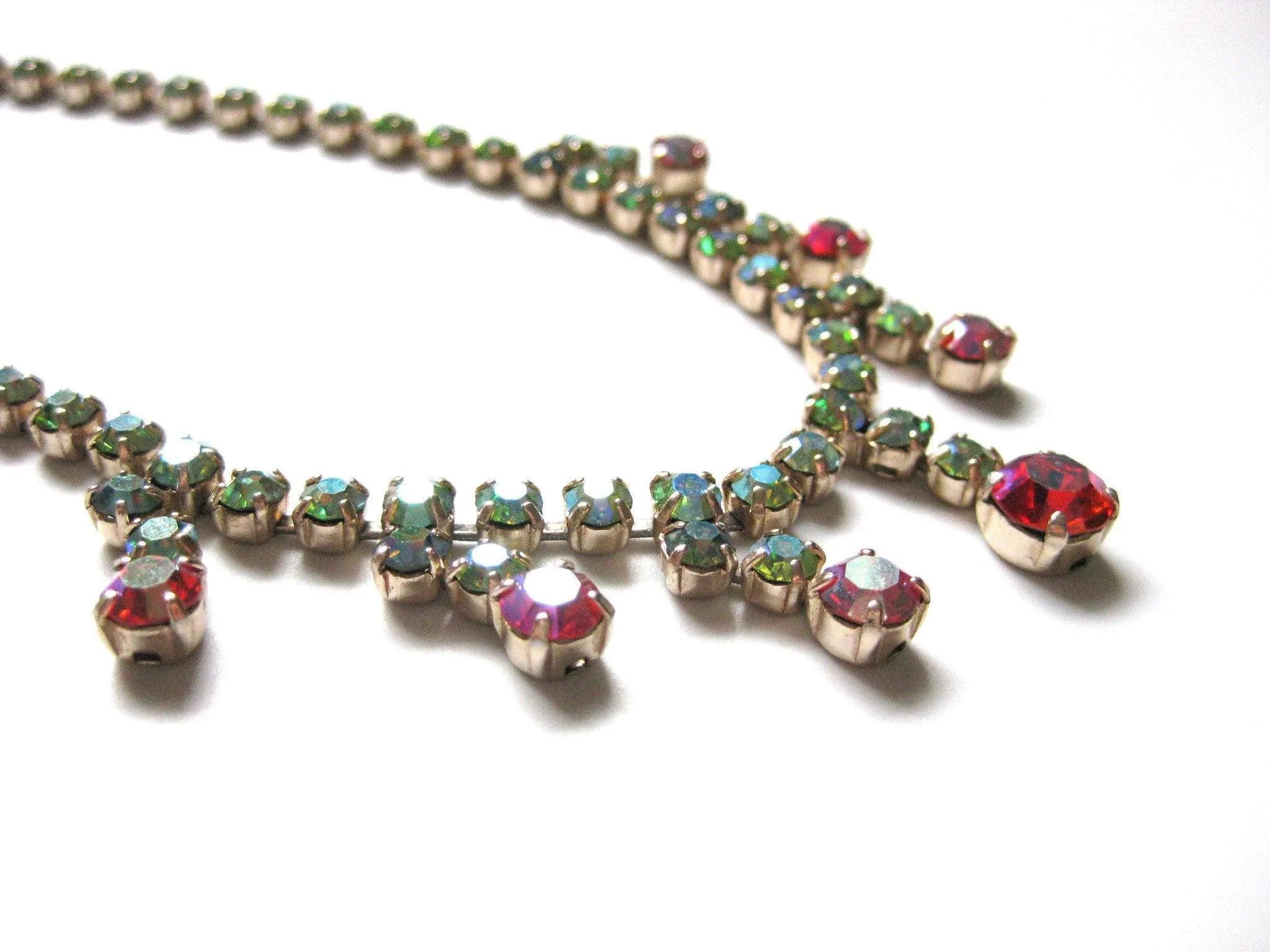 Vintage 1950s Aurora Borealis Drop Necklace, view 7