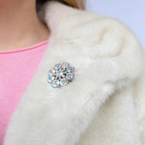 Vintage 1950s Aurora Borealis Flower Brooch