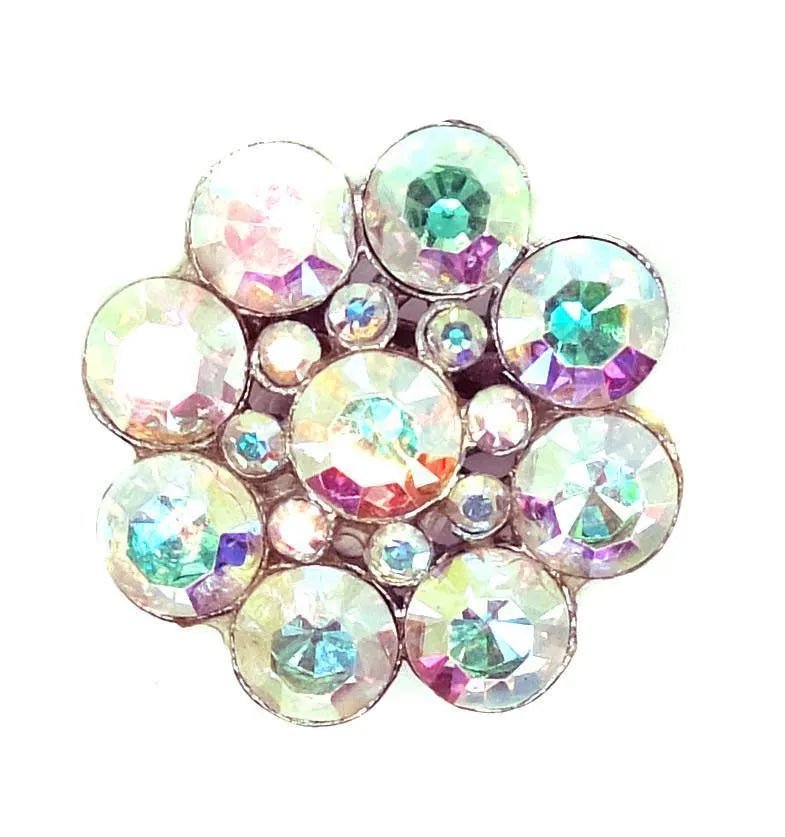 Vintage 1950s Aurora Borealis Flower Brooch, view 4
