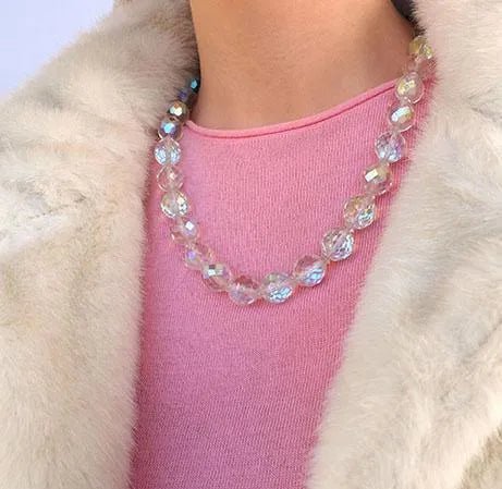 Vintage 1950s Aurora Borealis Glass Necklace, view 2