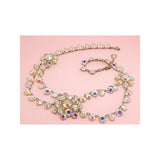 Vintage 1950's Aurora Borealis Three Flower Necklace