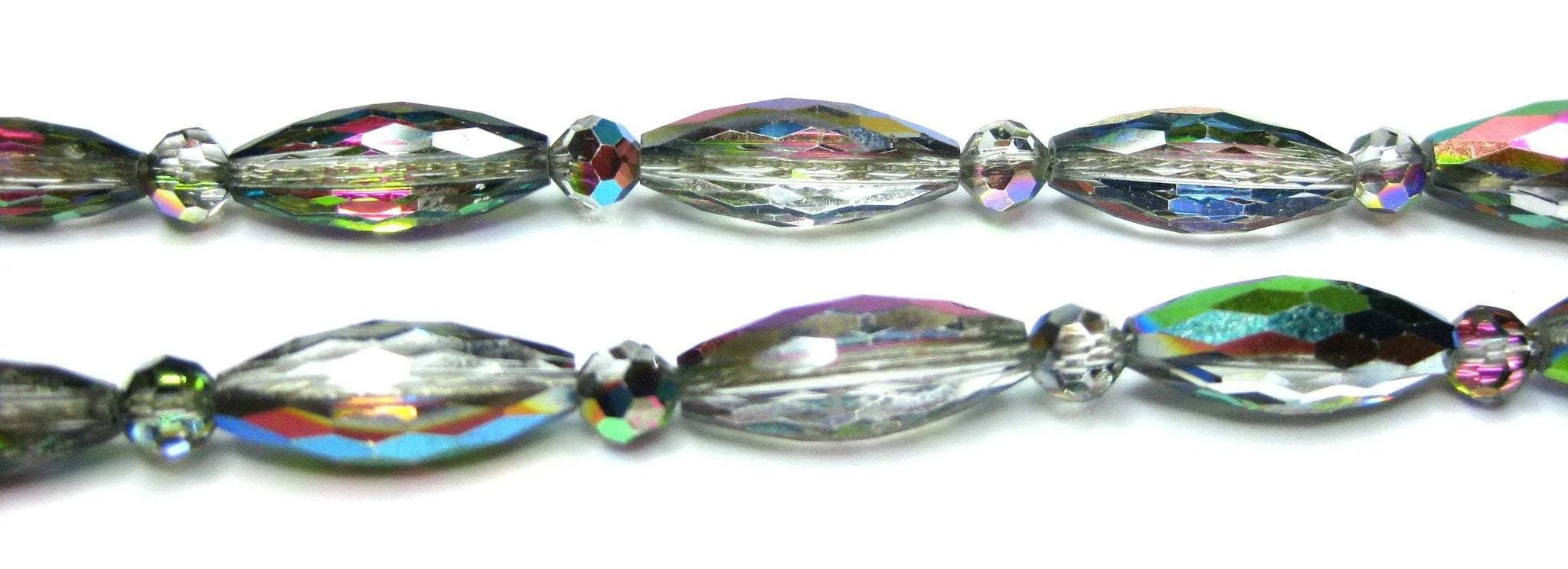 Vintage 1950's Black Aurora Borealis Beaded Necklace, view 8