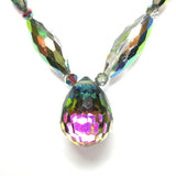Vintage 1950's Black Aurora Borealis Beaded Necklace