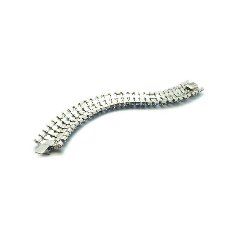 Vintage 1950s Blue Diamante Bracelet, view 5