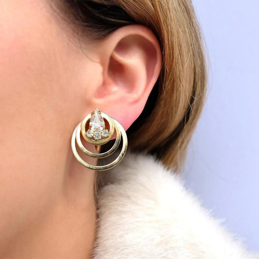 Vintage 1950's Circular Diamante Earrings