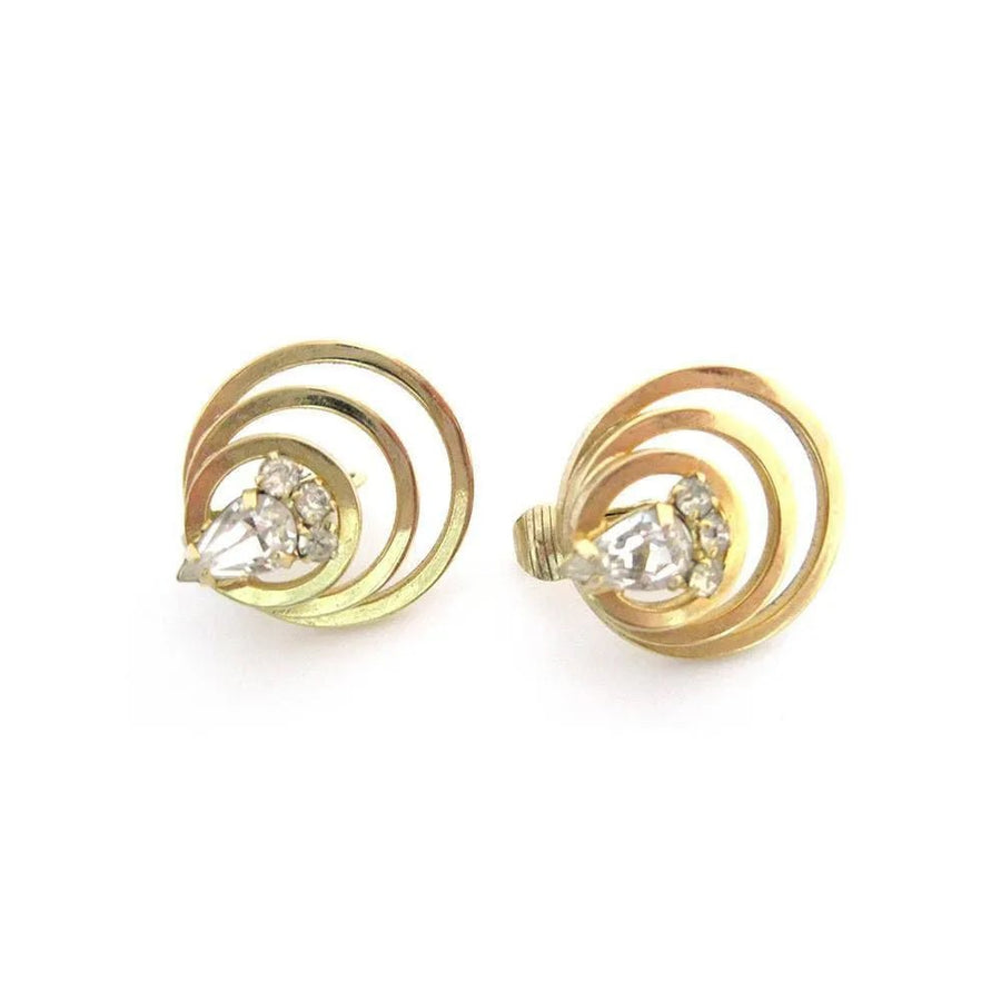 Vintage 1950's Circular Diamante Earrings
