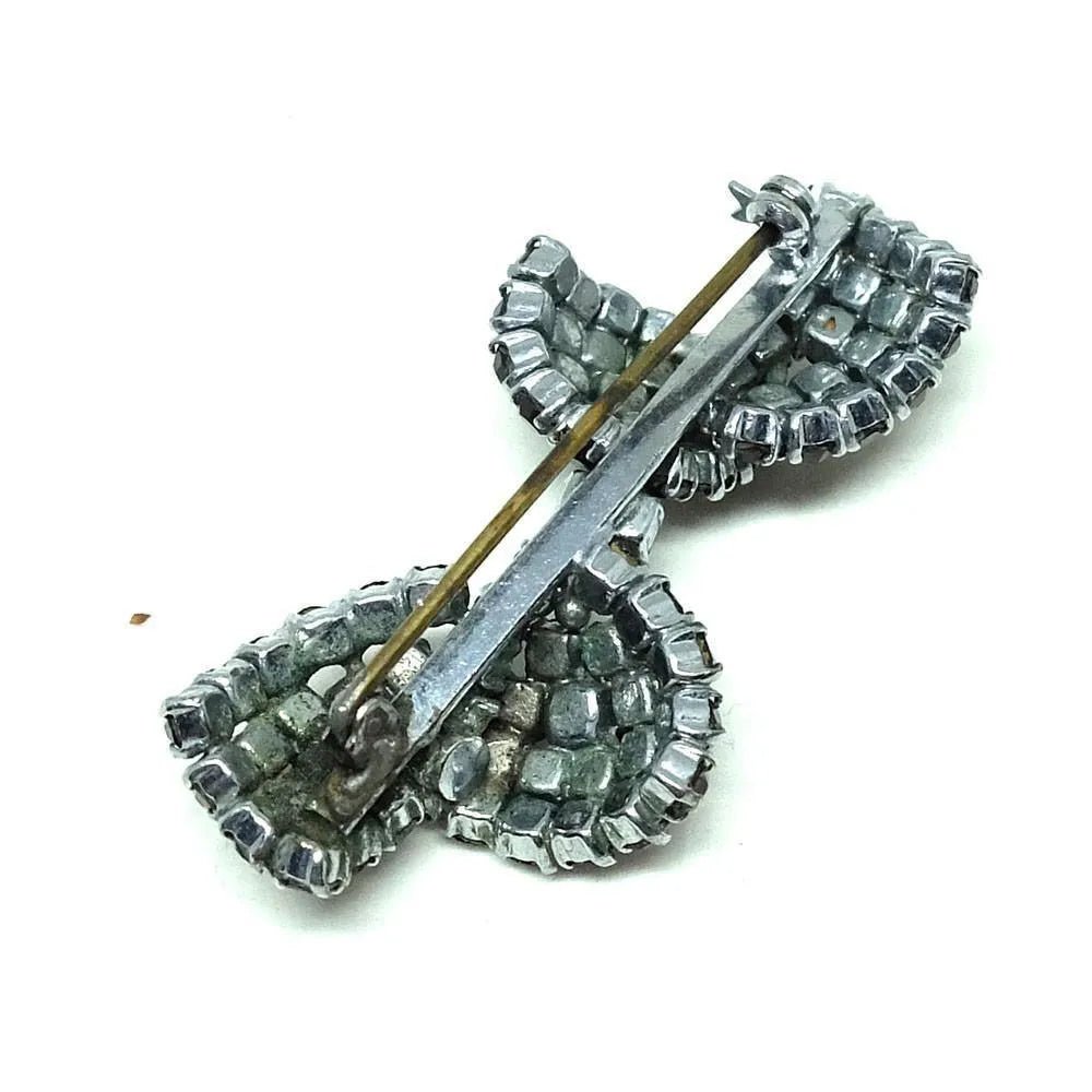 Vintage 1950s Diamante Amethyst Glass Brooch, view 4