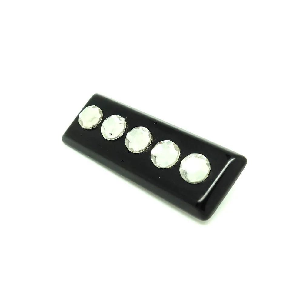 Vintage 1950's Diamante Black Brooch, view 5